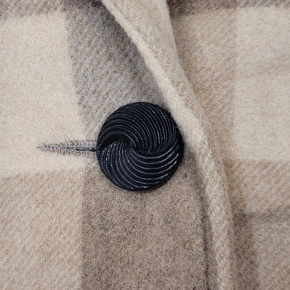 Vintage Wool Cleo Blazer Coat Womens 10 Tan Grey Plaid Acadamia Fall - Picture 2 of 12